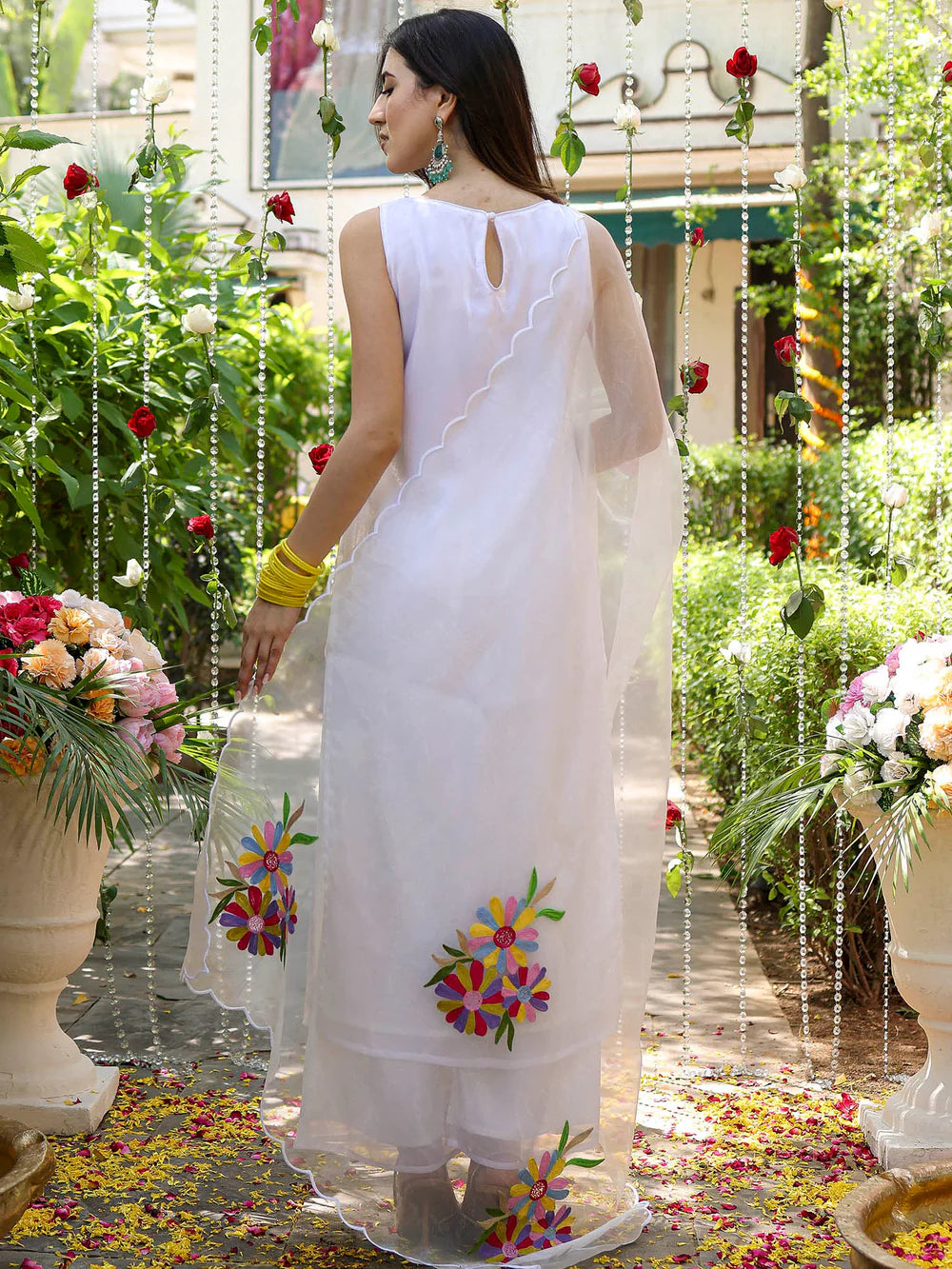 White handpainted Kurta Set