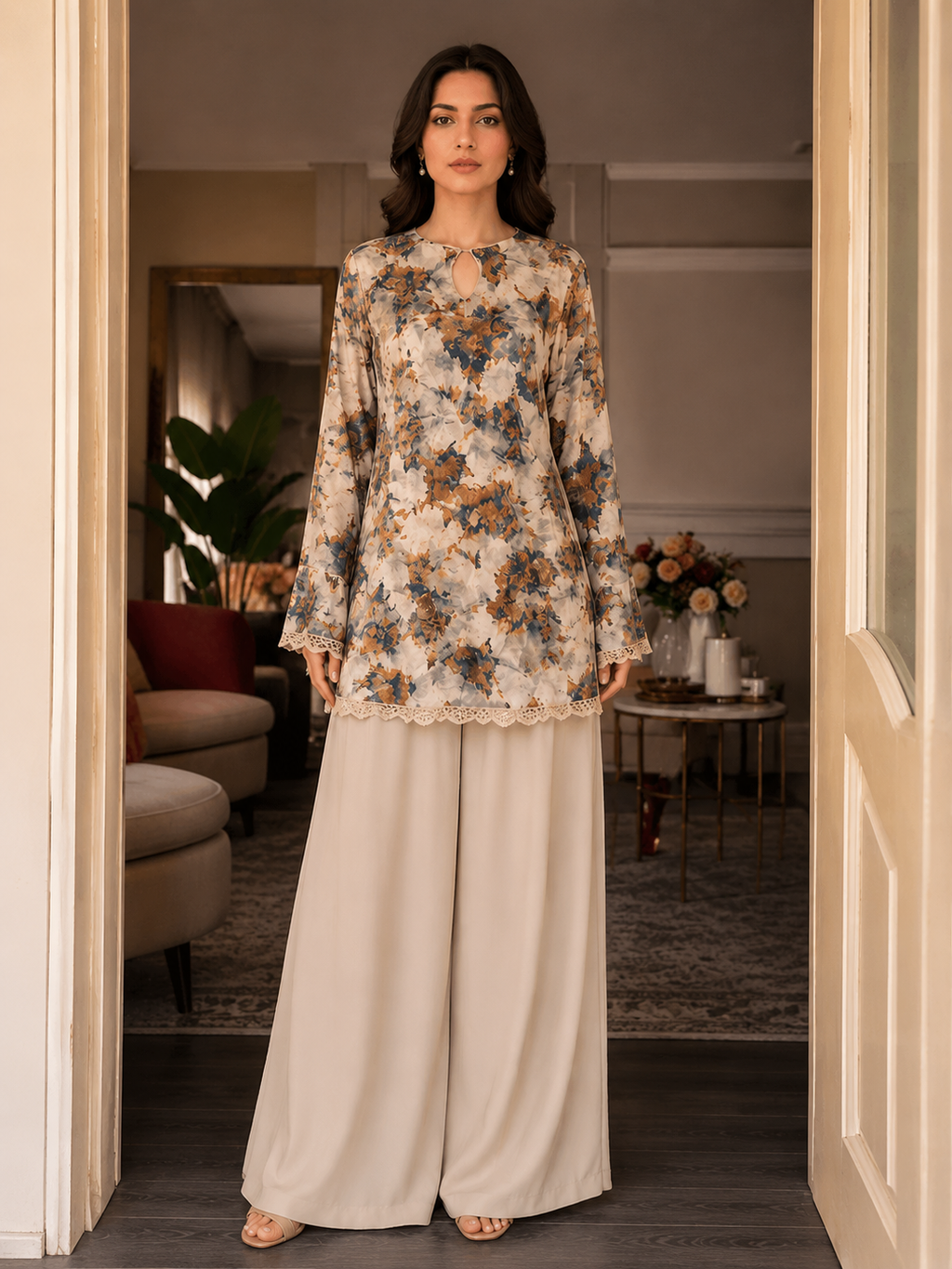 Autumn Kurta with Wide-Leg Trouser