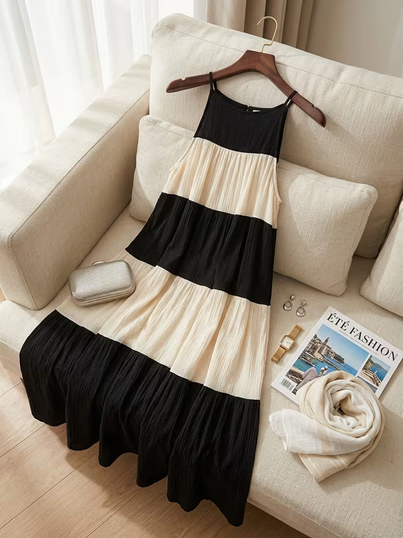 Elara Jet Black Oversized Linen Shirt Dress