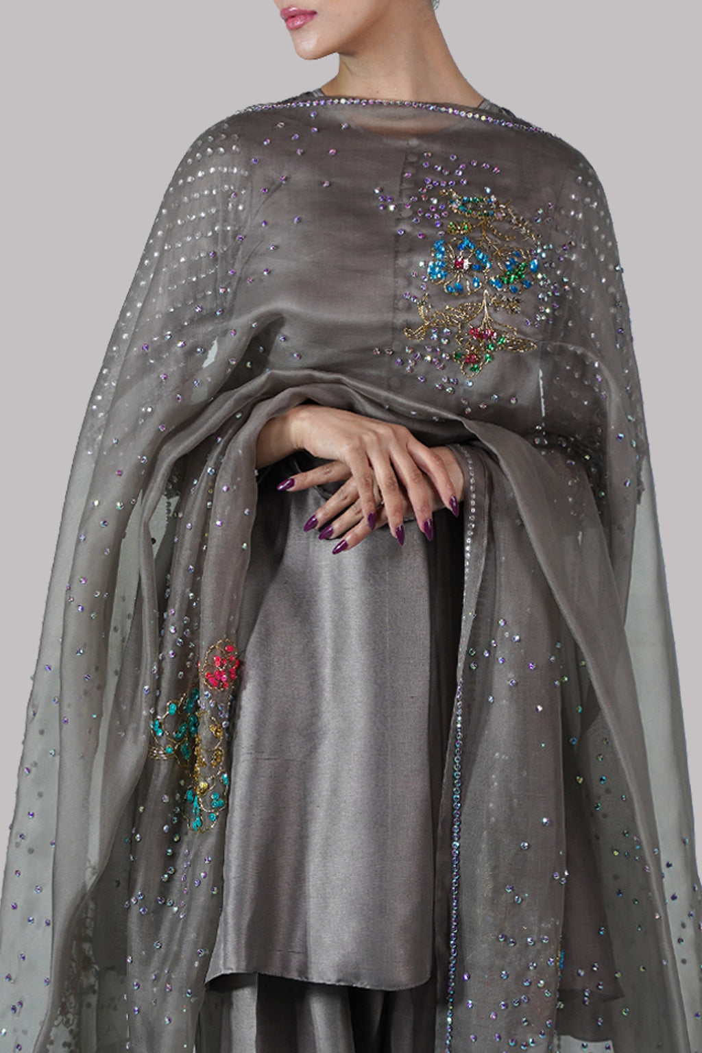 Taupe Grey Embellished Set