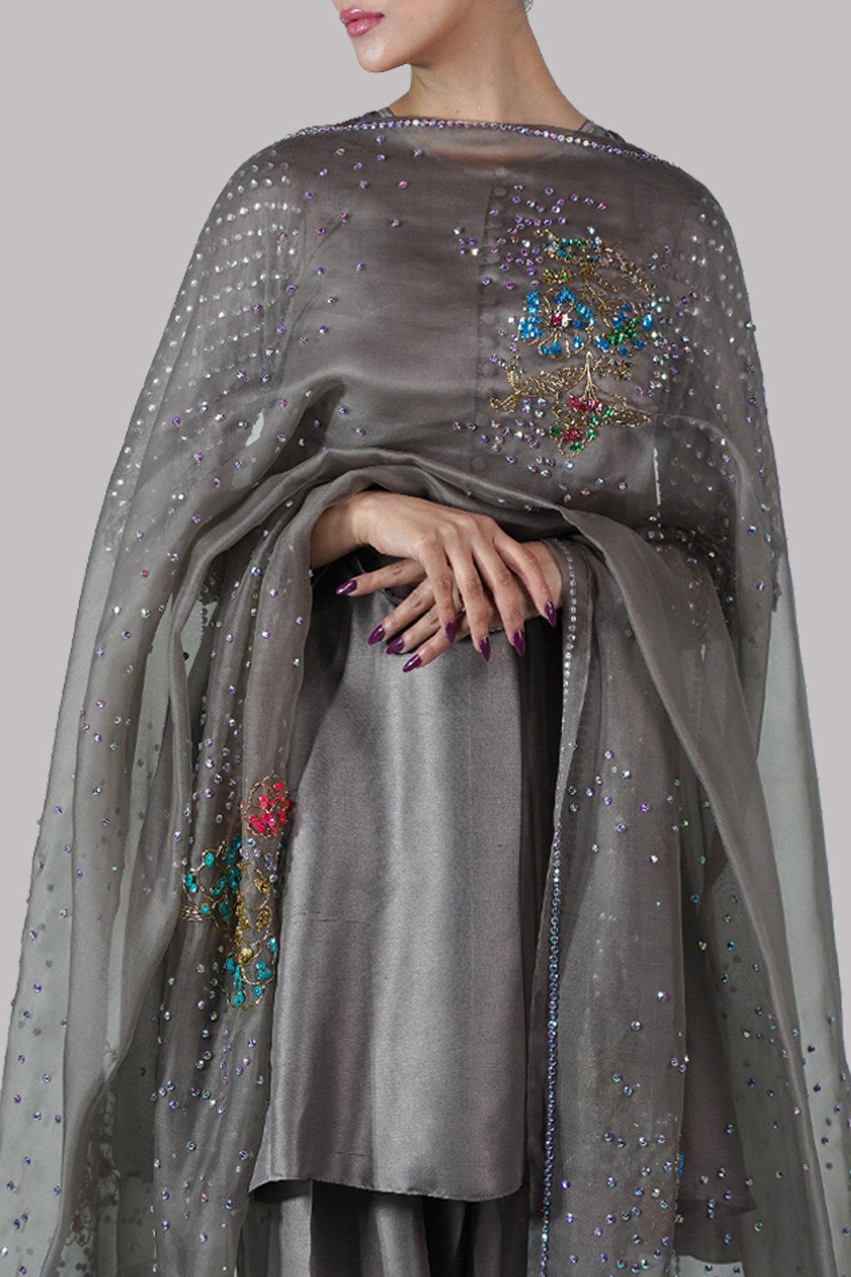 Taupe Grey Embellished Set