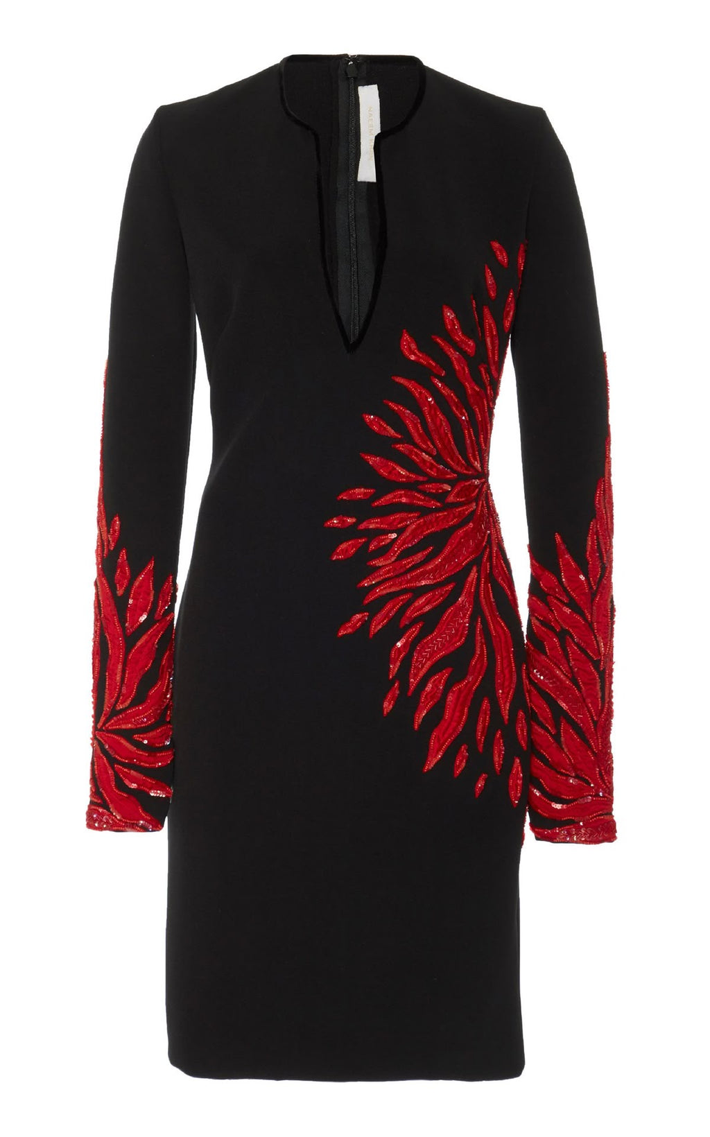 Midnight Flame Embellished Black Mini Dress