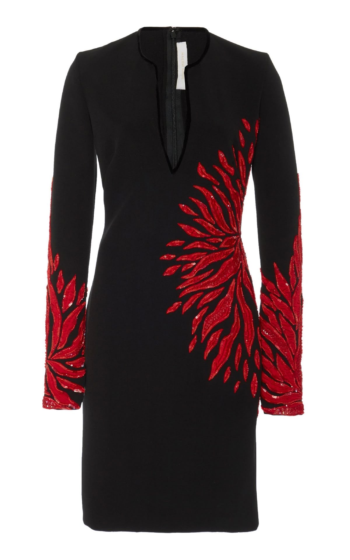 Midnight Flame Embellished Black Mini Dress