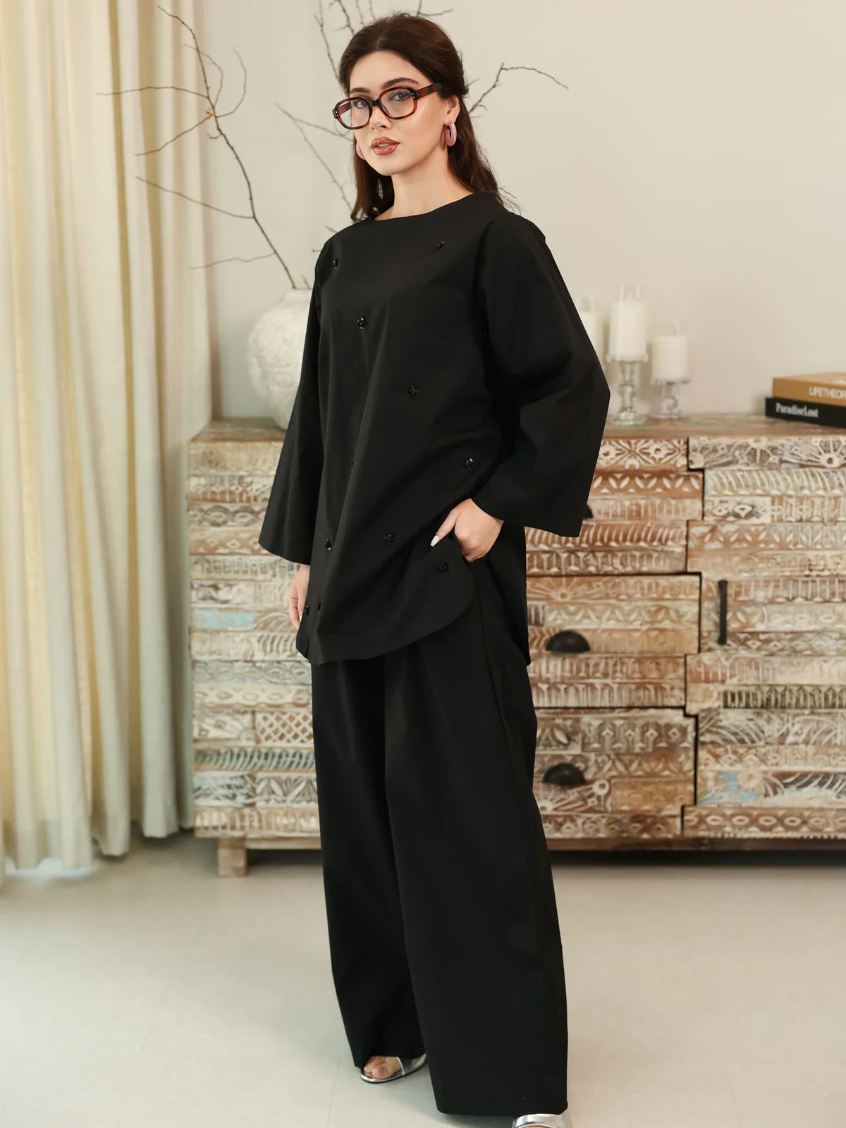 Skyloft Black Embellished Cord Set