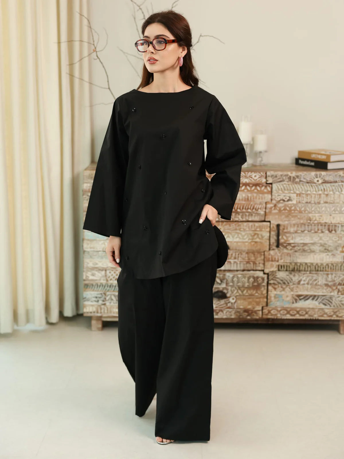 Skyloft Black Embellished Cord Set