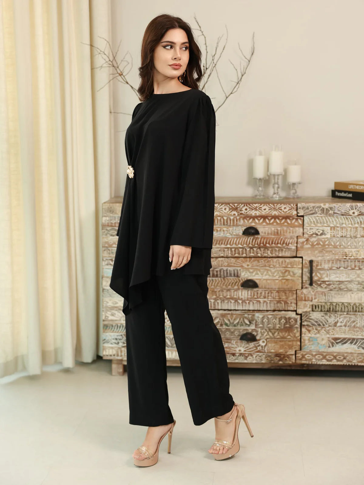 Astrid Black Buckle Cord Set