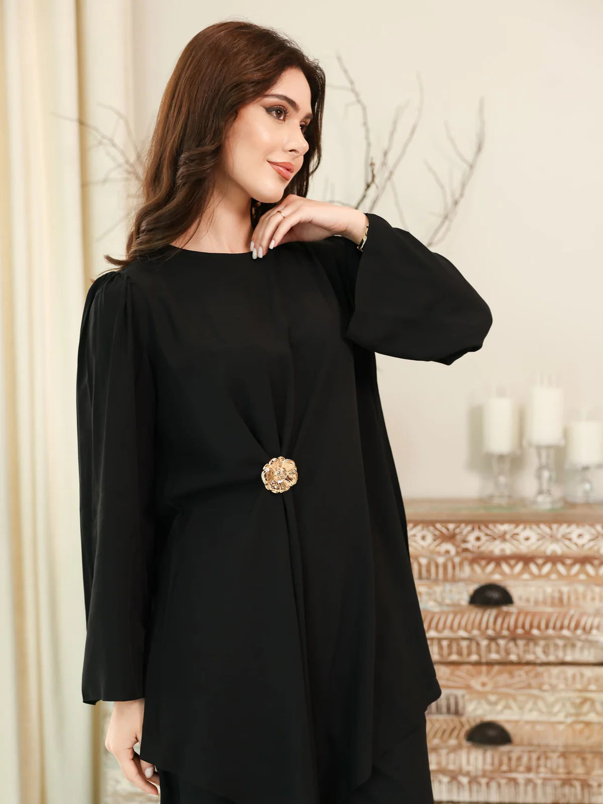 Astrid Black Buckle Cord Set
