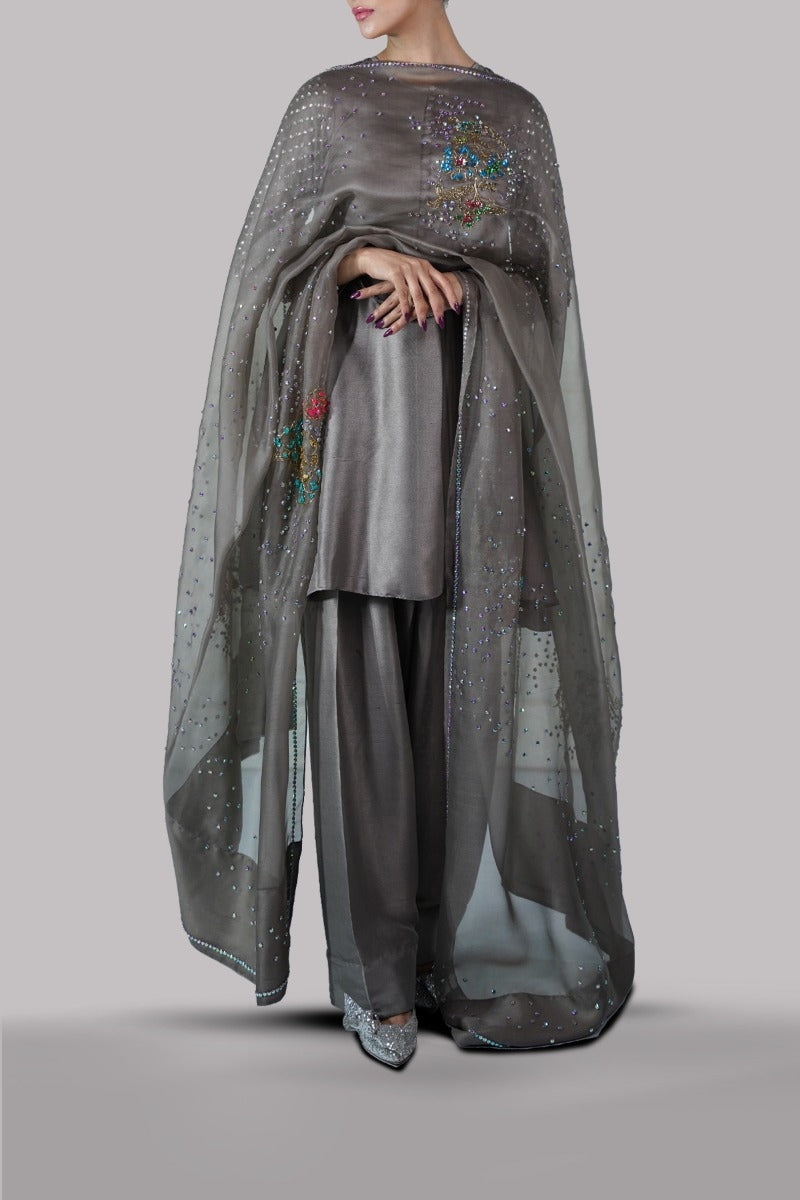 Taupe Grey Embellished Set