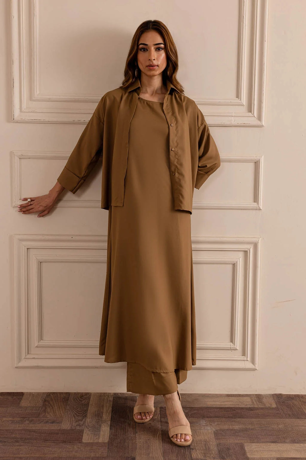 Pastel Brown Layered Dress