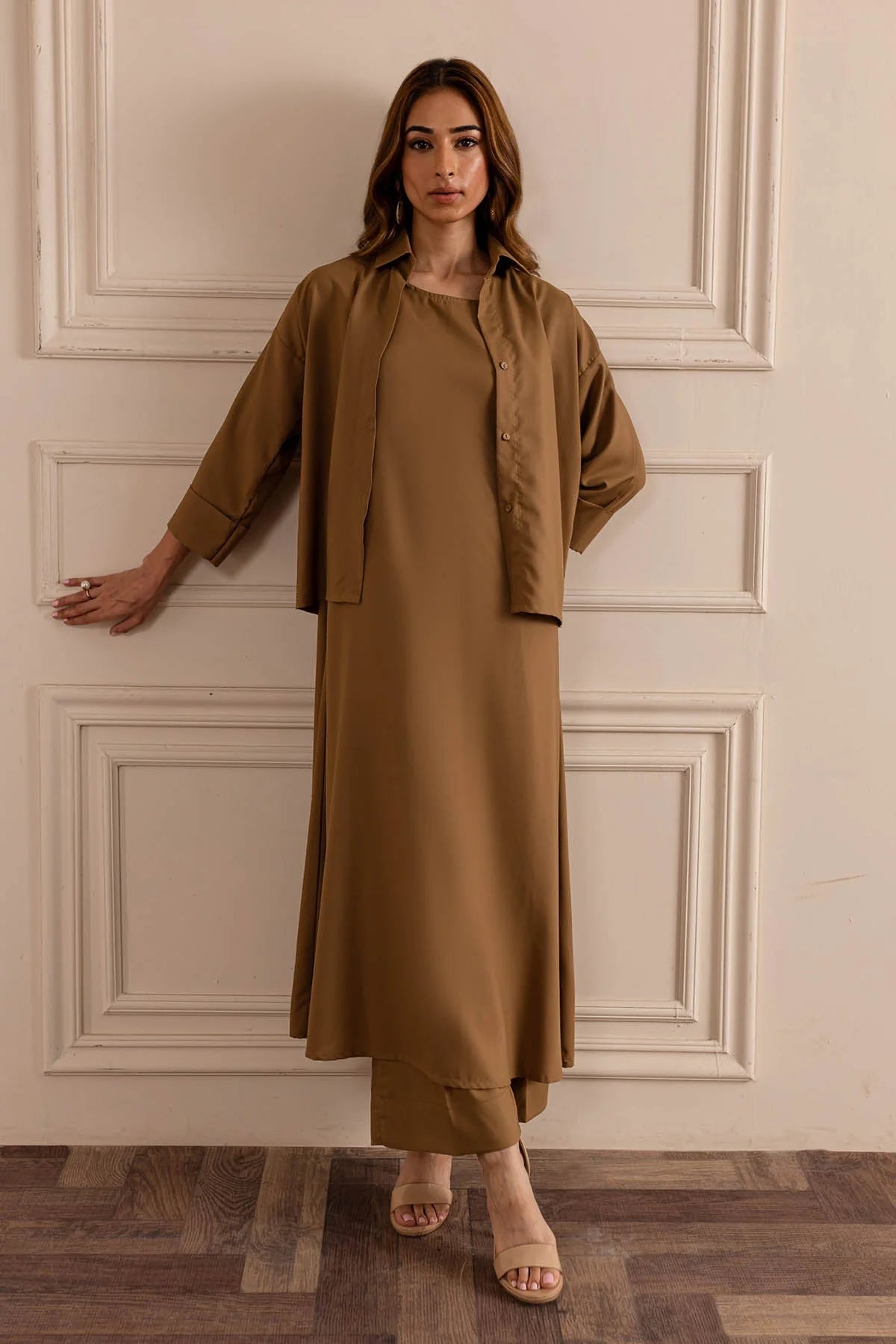 Pastel Brown Layered Dress