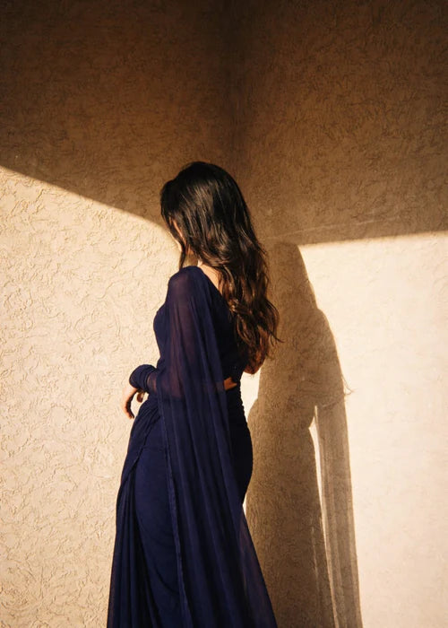 Midnight Veil saree