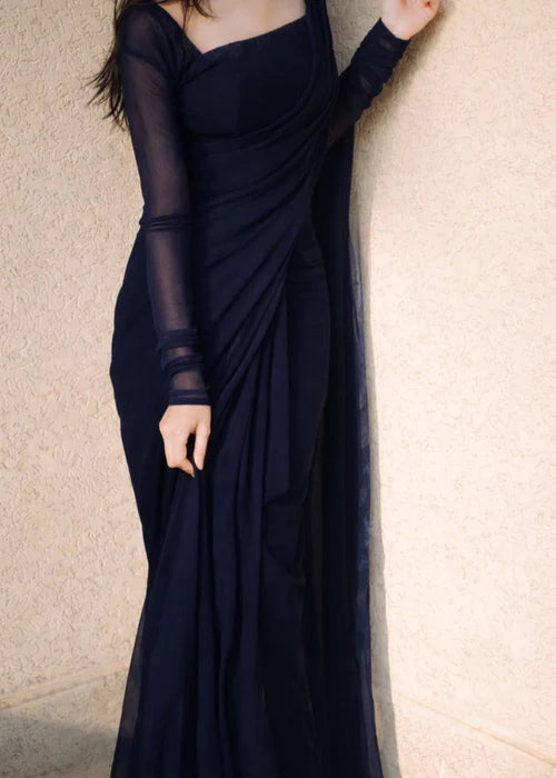 Midnight Veil saree
