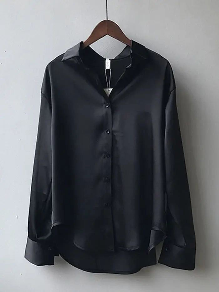 Plain Silk Long-Sleeve Shirt