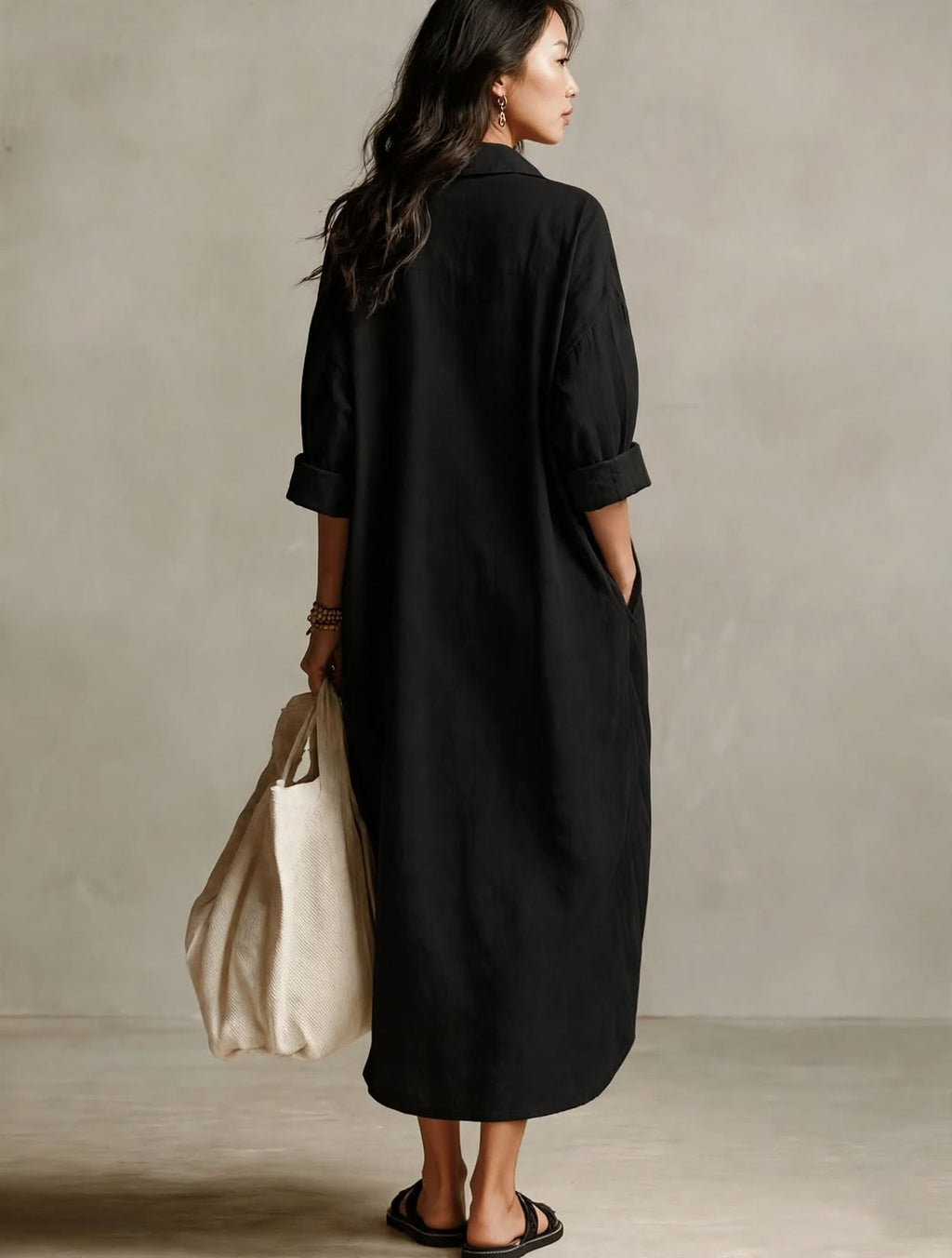 Black Loose Shirt Dress