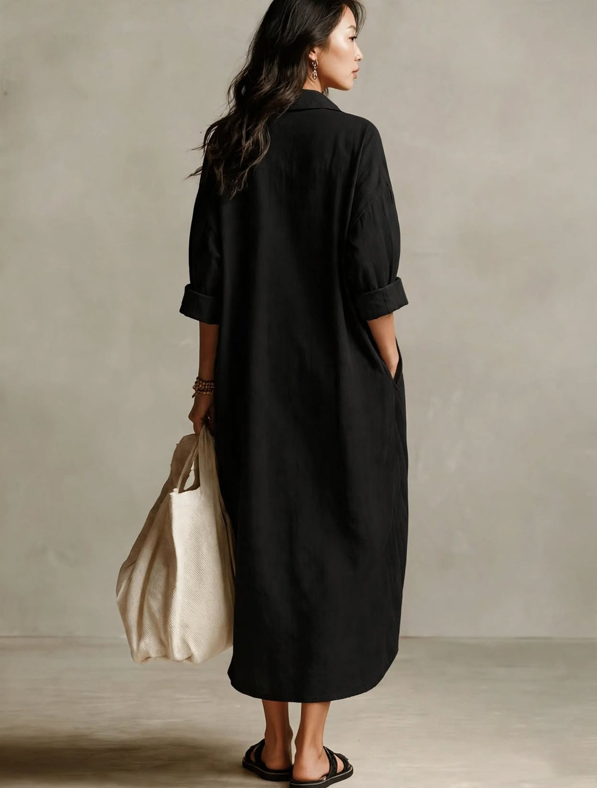 Black Loose Shirt Dress