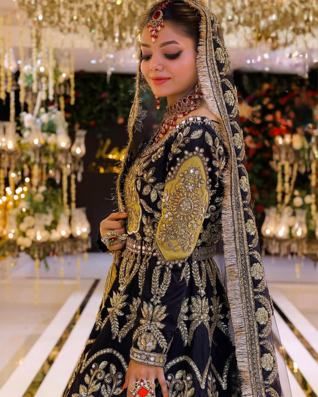 Royal Noir Gold Bridal Ensemble”