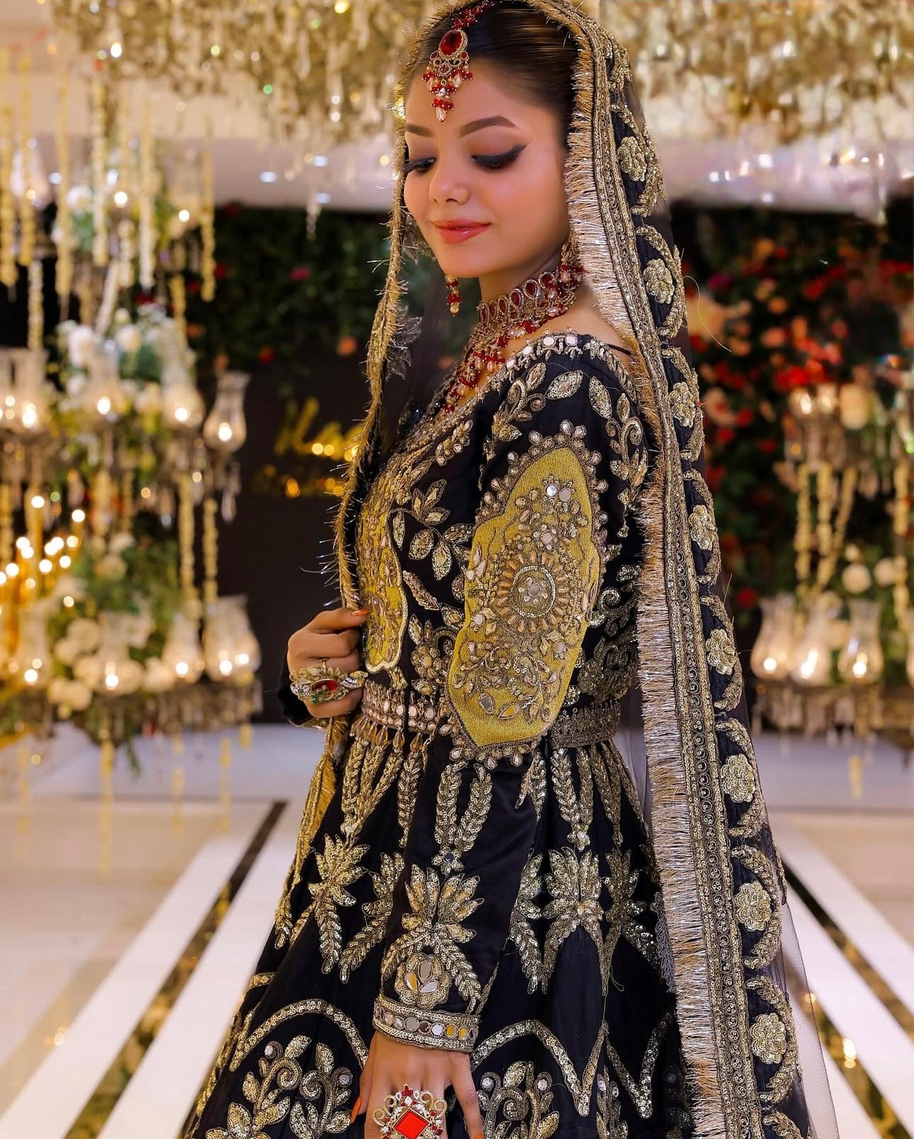 Royal Noir Gold Bridal Ensemble”