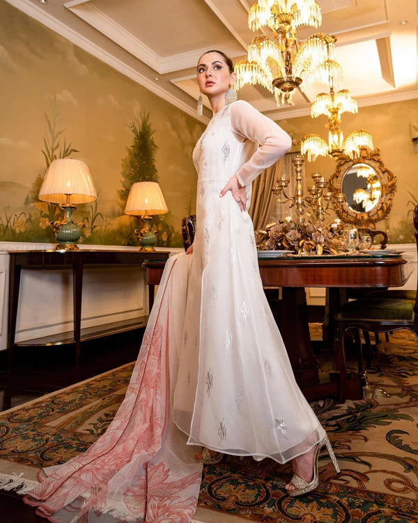 White Maxi and Dupatta set