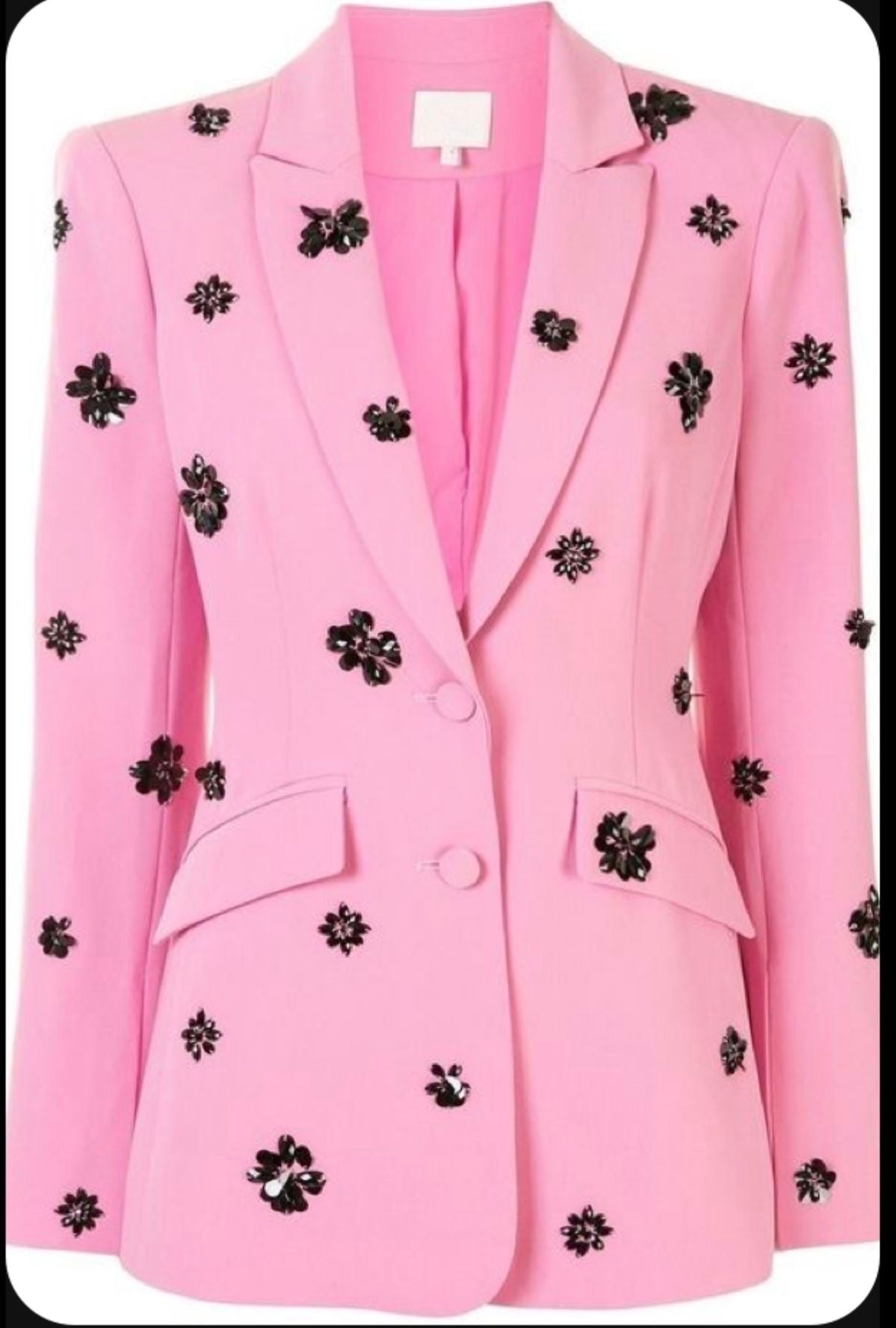 Pink Embellished Floral Blazer – Luxury Statement Wear