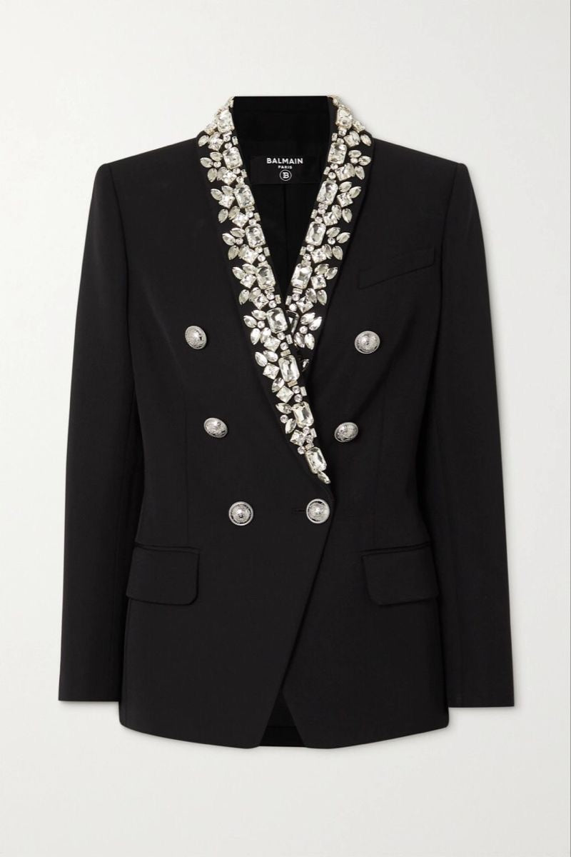 Luxury Black Crystal Embellished Double