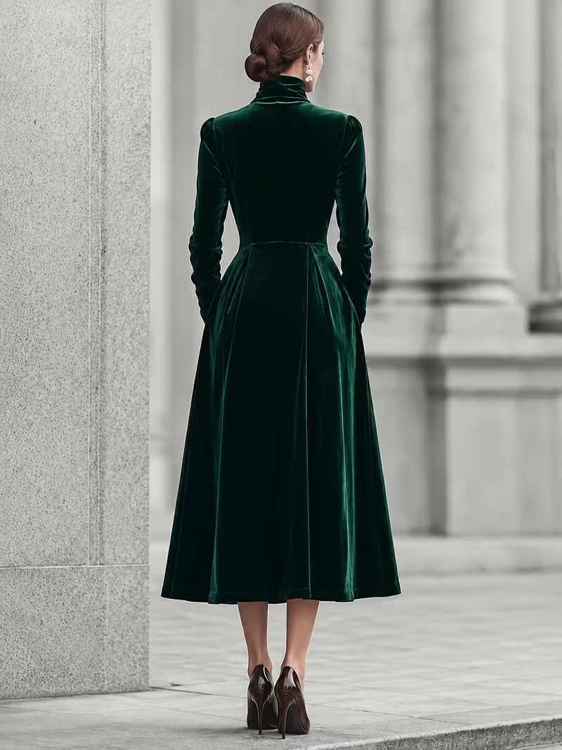 Velvet turtle neck dress