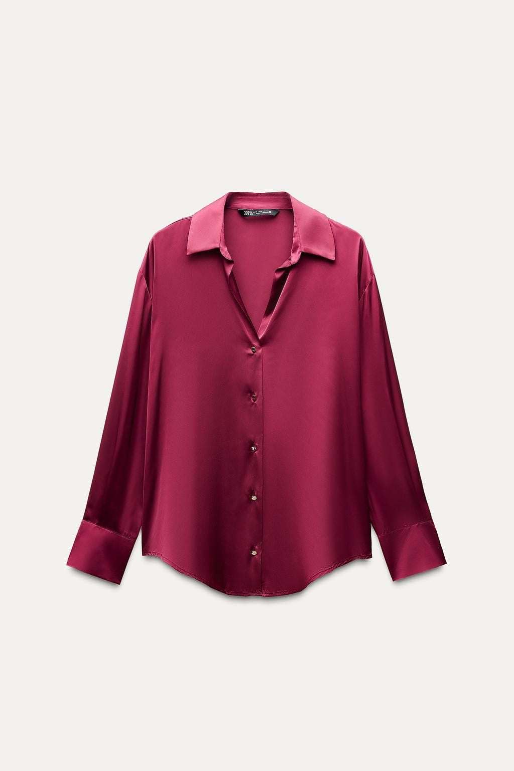 Plain Silk Long-Sleeve Shirt