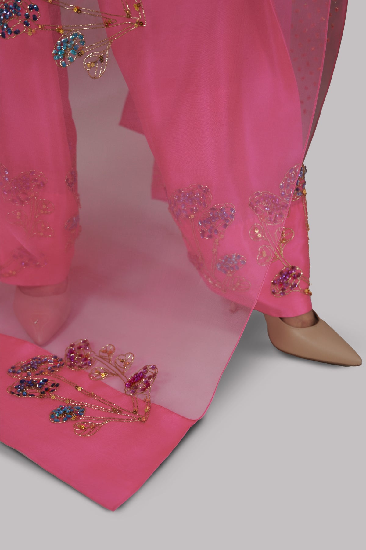 Fandango Pink Embellished Sheesha Silk Set