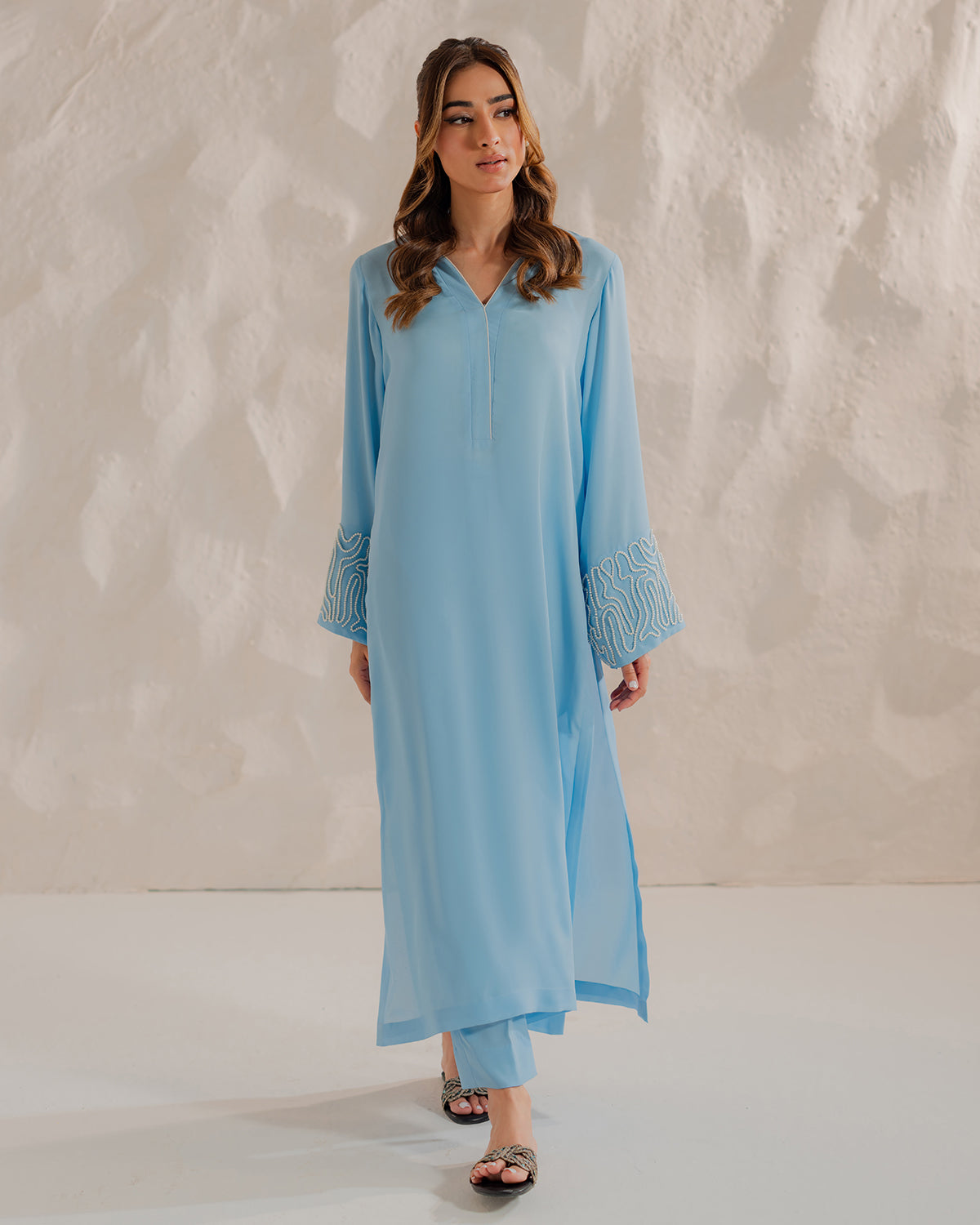 Sky Blue Embroidered Kurta Set