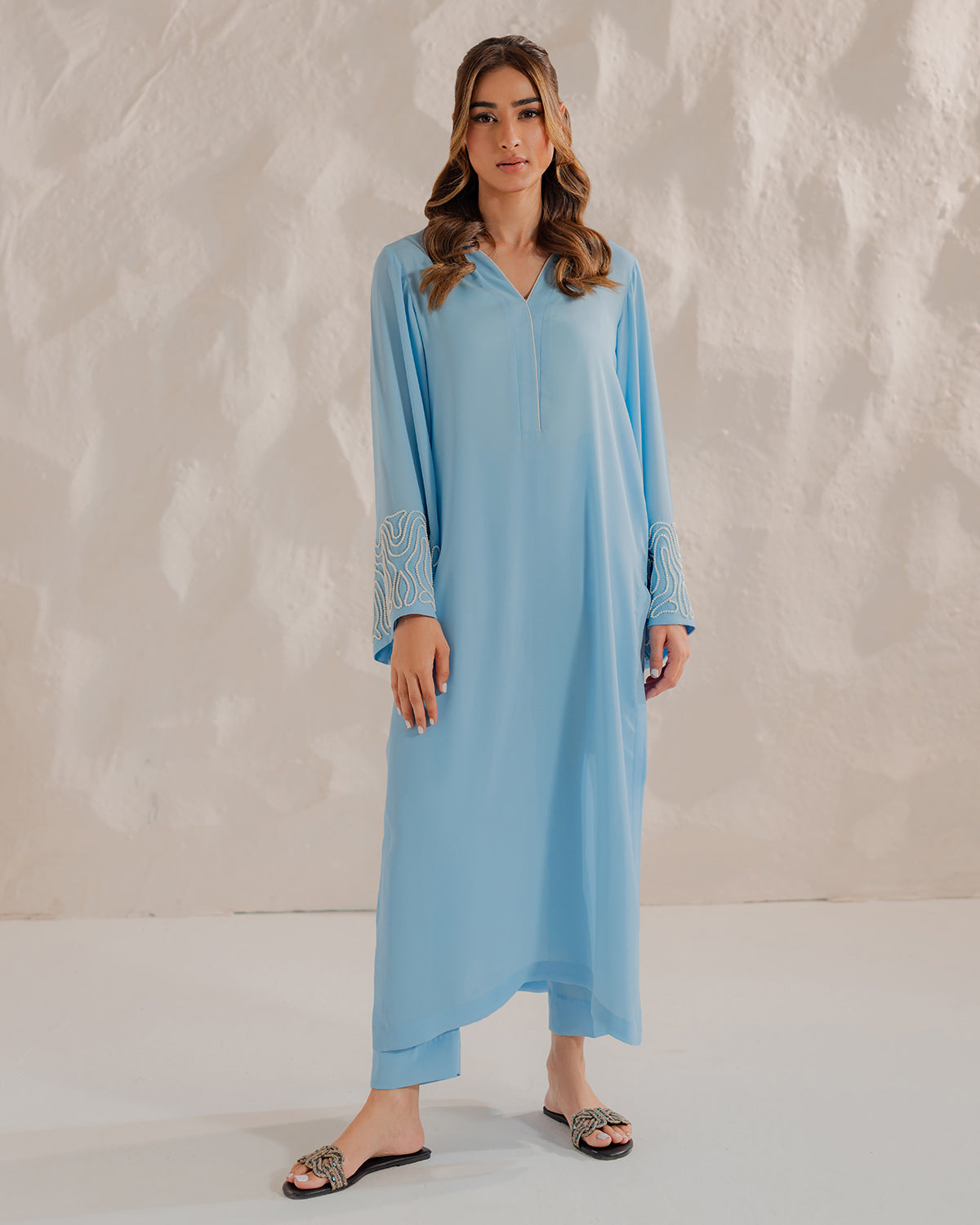Sky Blue Embroidered Kurta Set