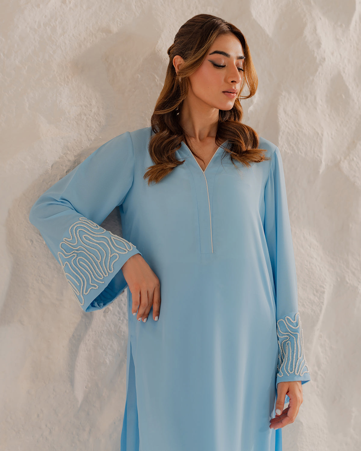 Sky Blue Embroidered Kurta Set