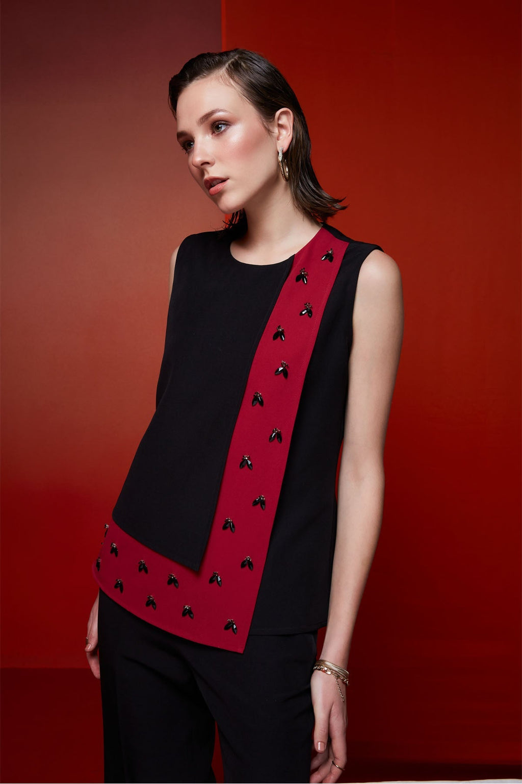 Black & Red Embellished Statement Co-Ord Set