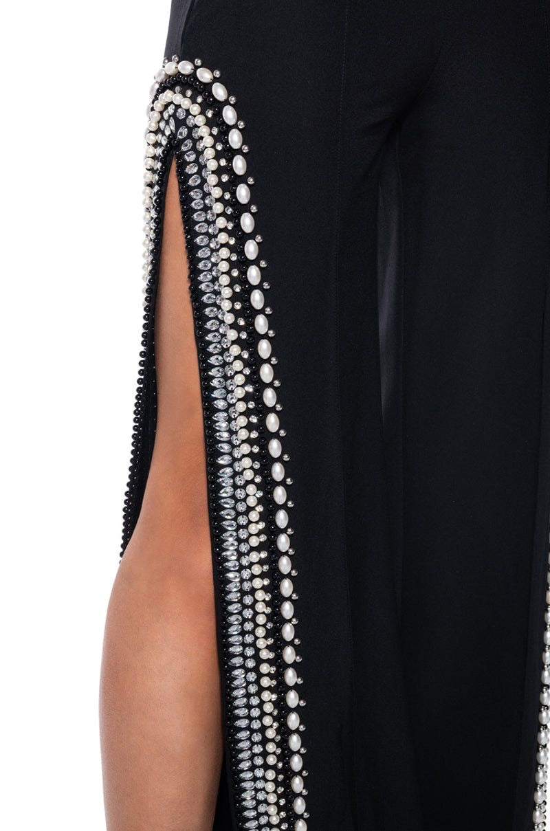 Black Crystal High-Slit Pants