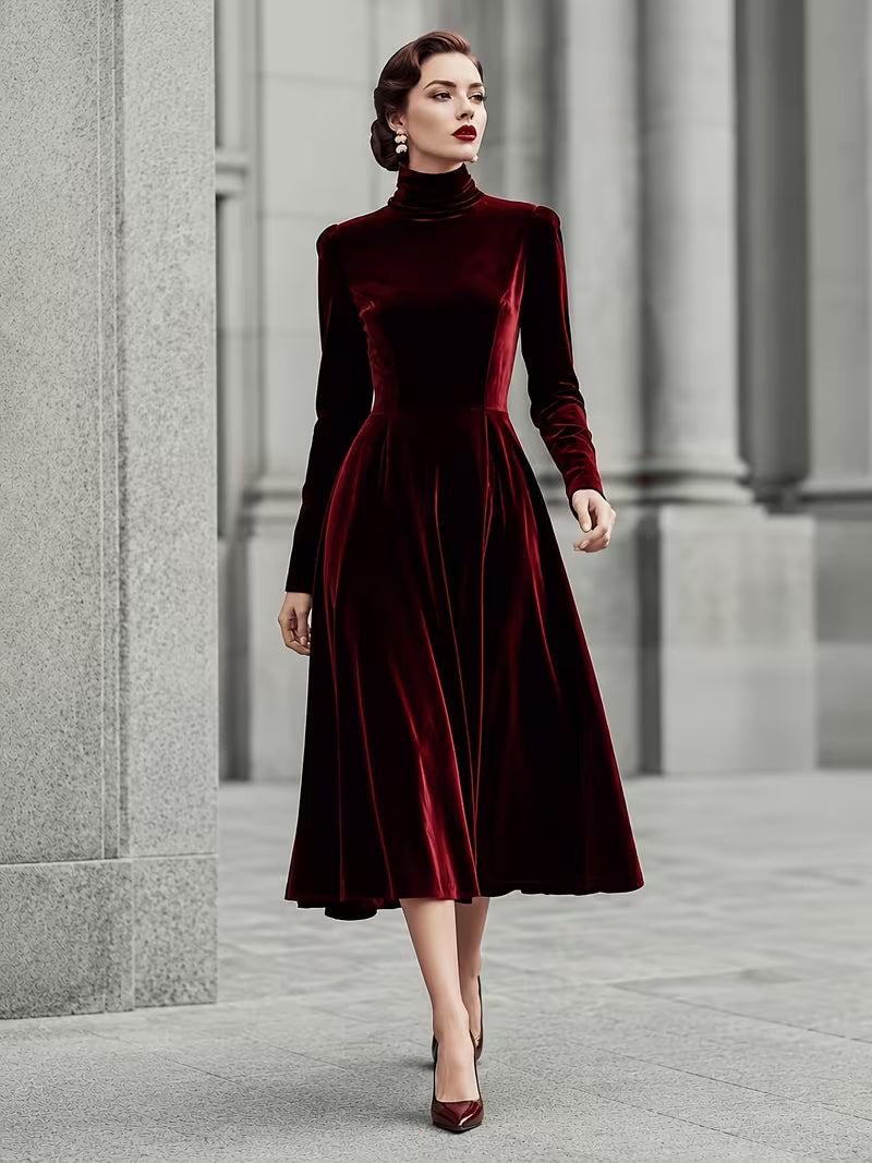 Velvet turtle neck dress