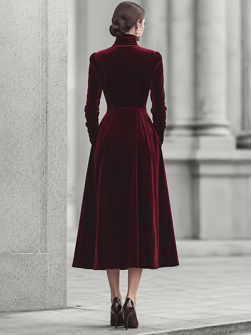 Velvet turtle neck dress