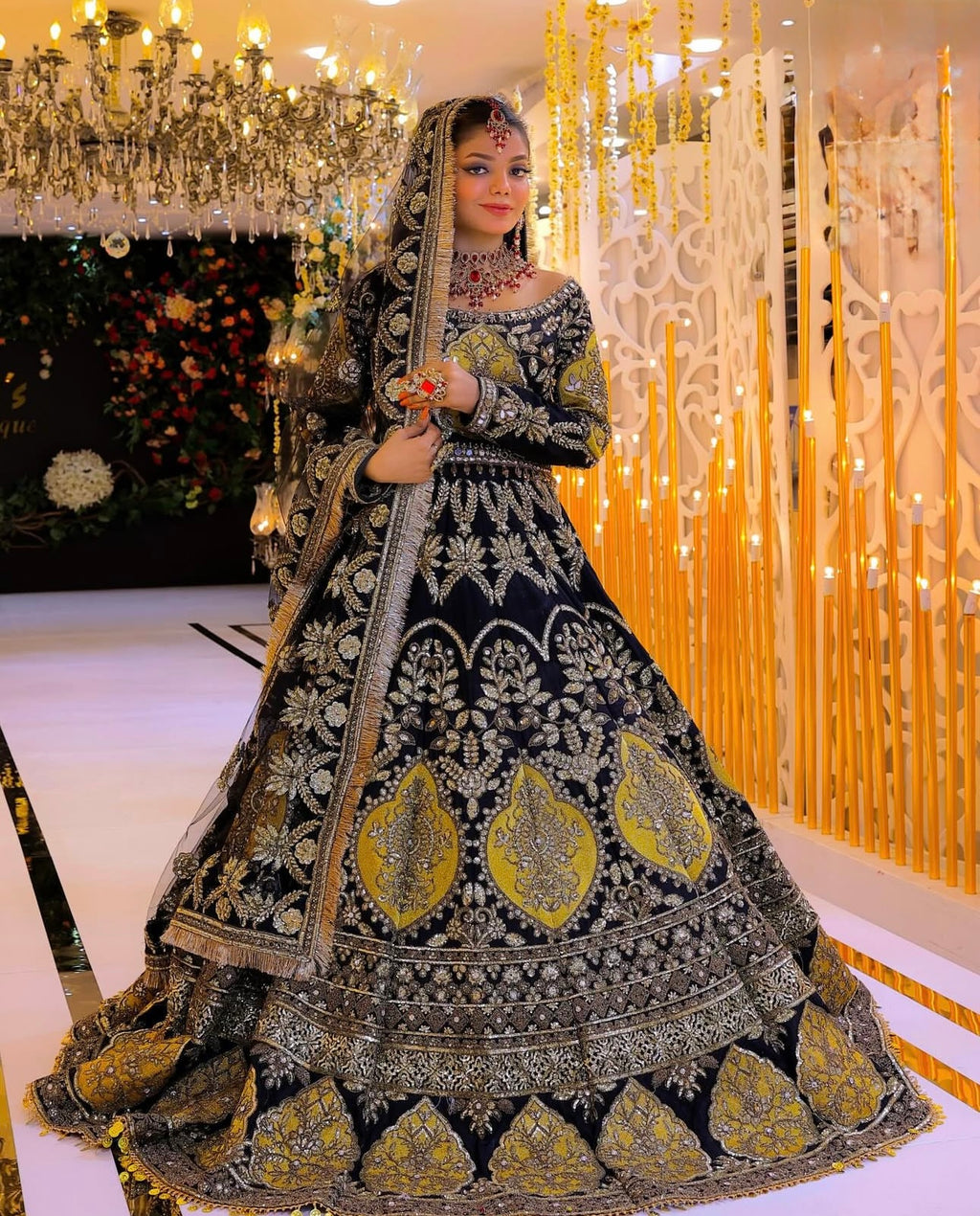 Royal Noir Gold Bridal Ensemble”