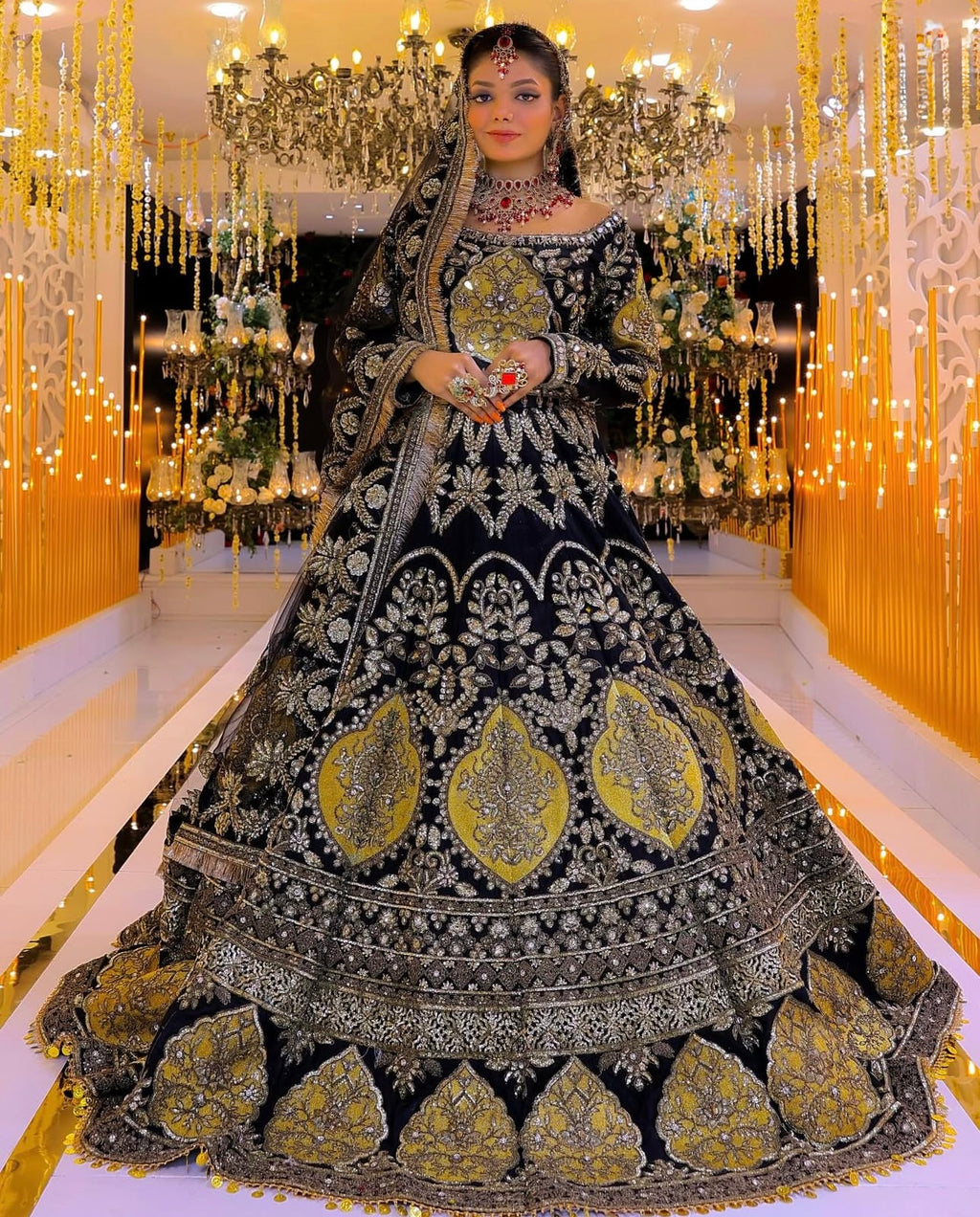 Royal Noir Gold Bridal Ensemble”