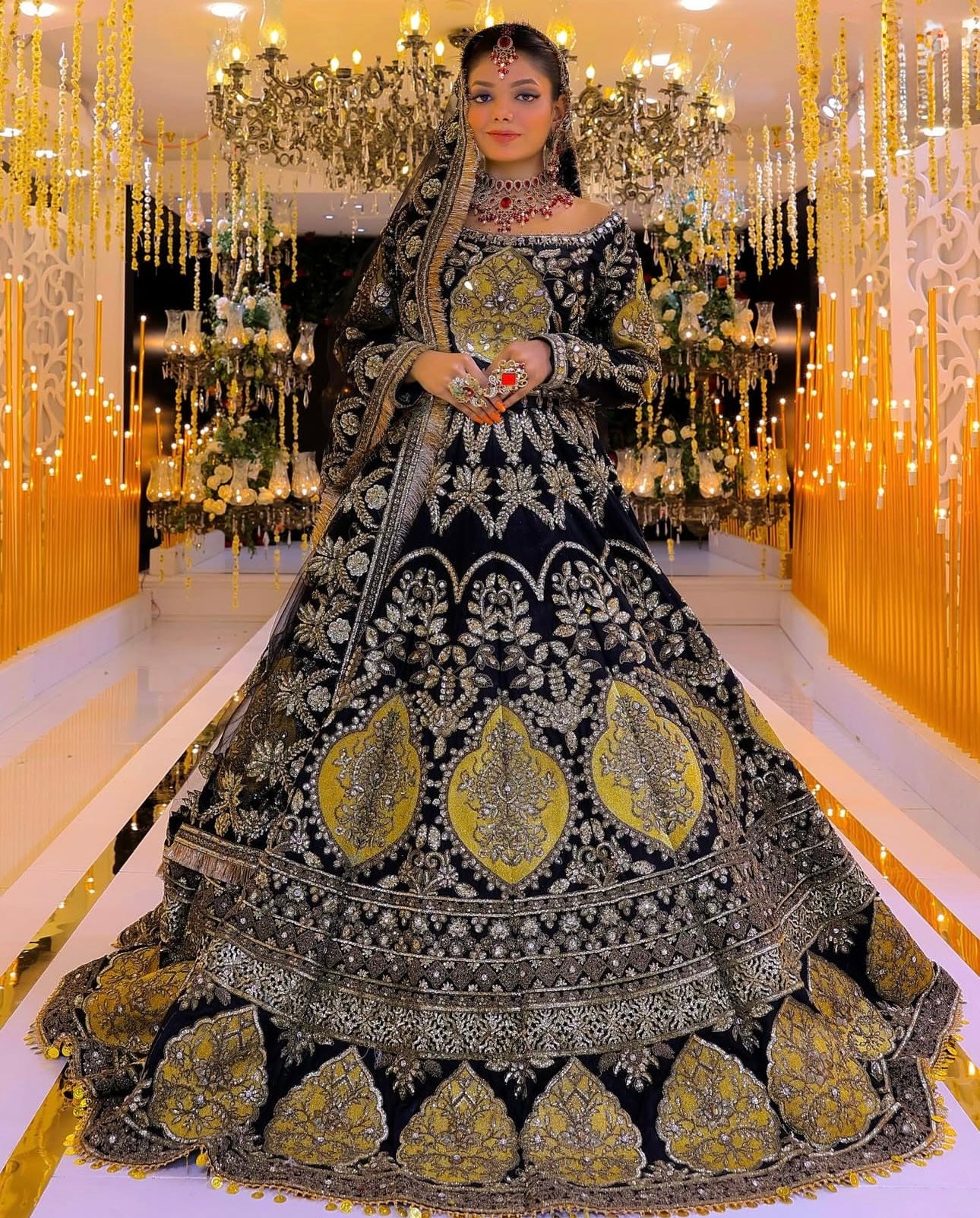 Royal Noir Gold Bridal Ensemble”