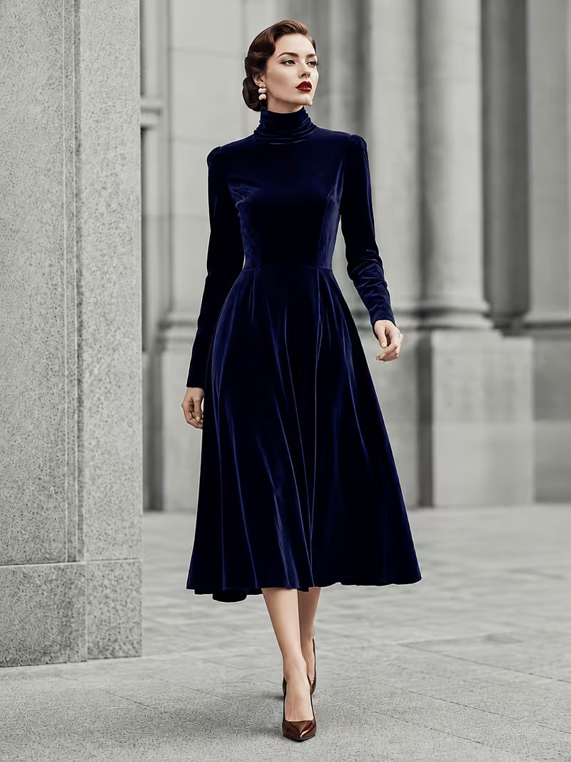 Velvet turtle neck dress