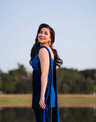 Royal Blue Velvet Flare Suit