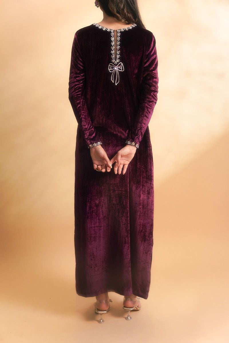 Midnight Plum Velvet Long Dress