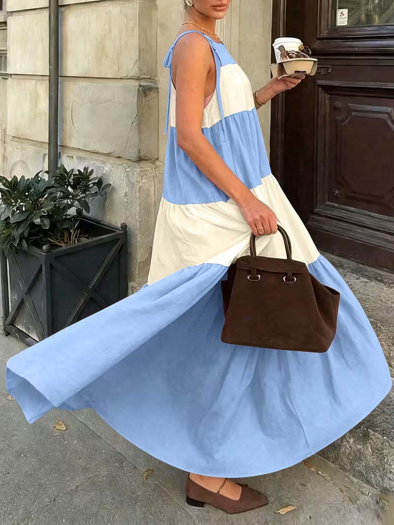 Elara Ocean Blue Oversized Linen Shirt Dress