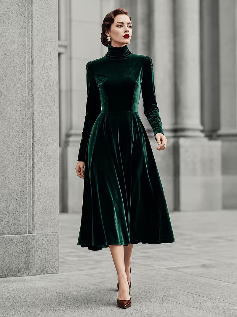 Velvet turtle neck dress