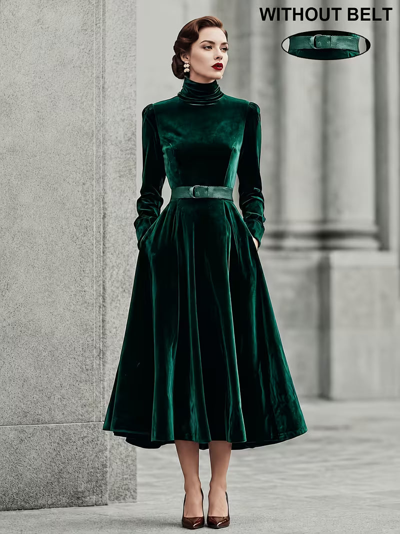 Velvet turtle neck dress