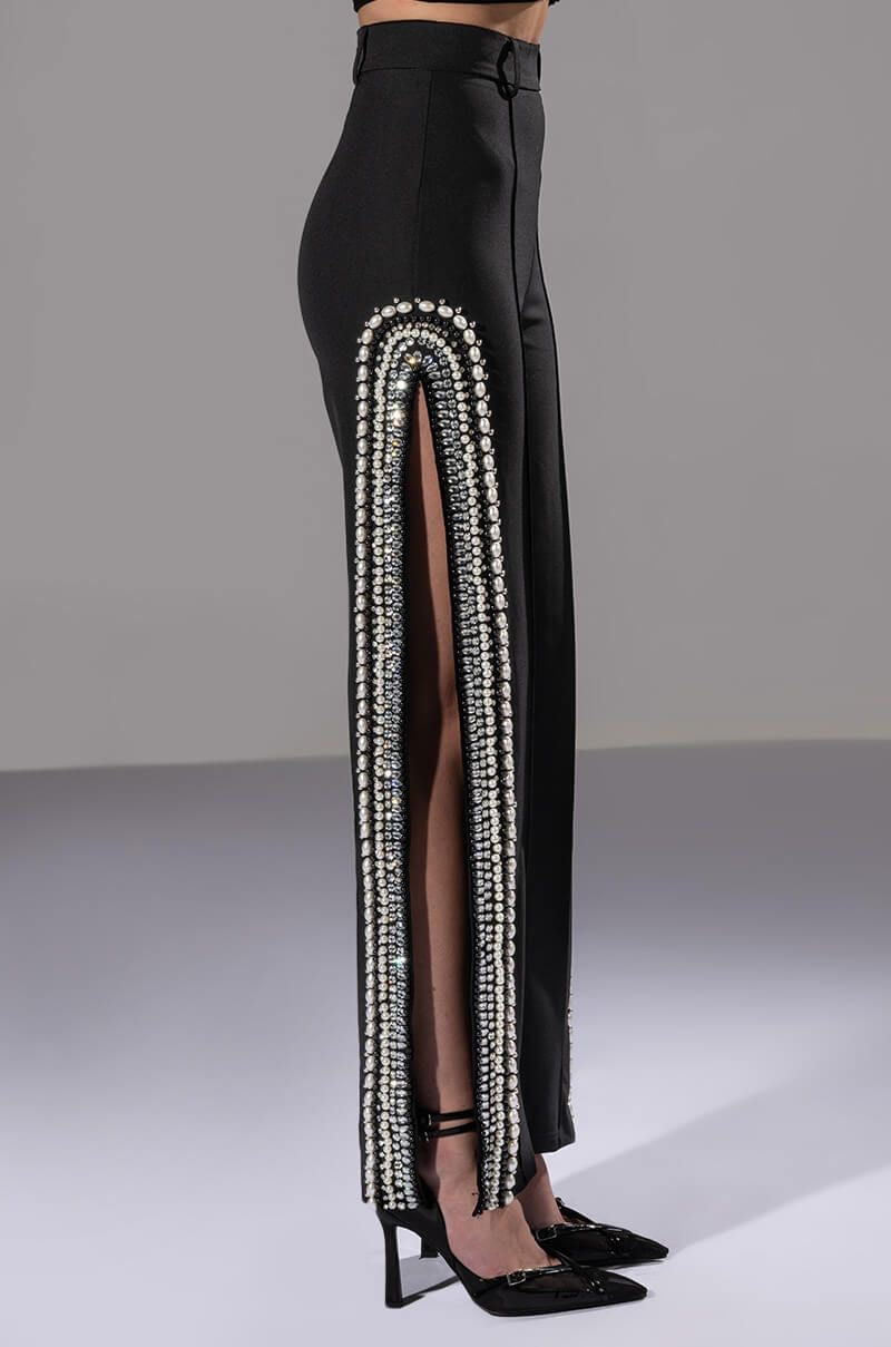 Black Crystal High-Slit Pants