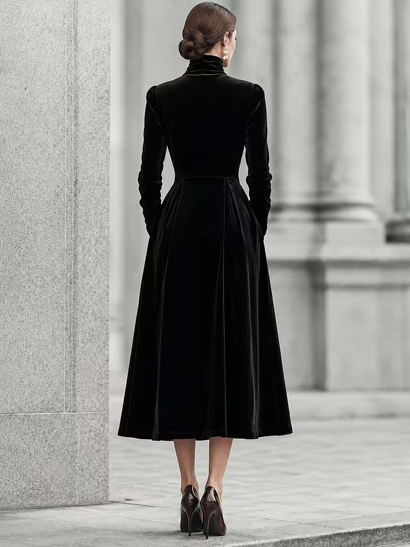 Velvet turtle neck dress