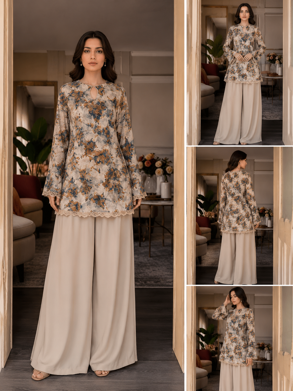 Autumn Kurta with Wide-Leg Trouser