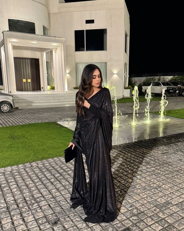 Sprakling Black Saree