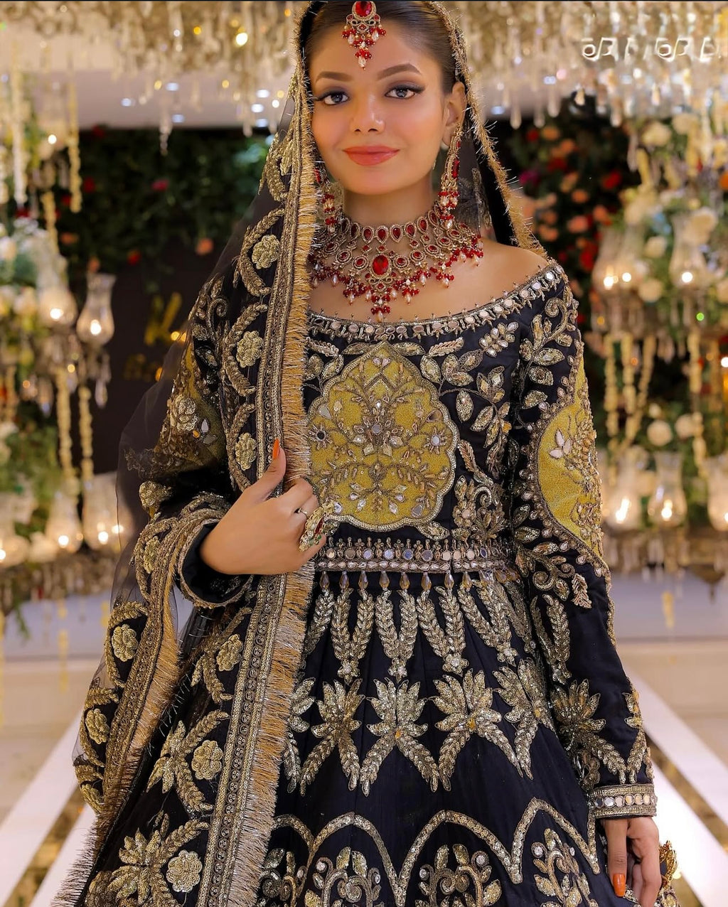 Royal Noir Gold Bridal Ensemble”