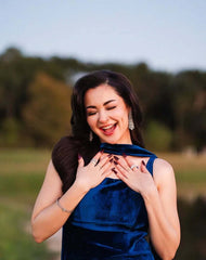 Royal Blue Velvet Flare Suit