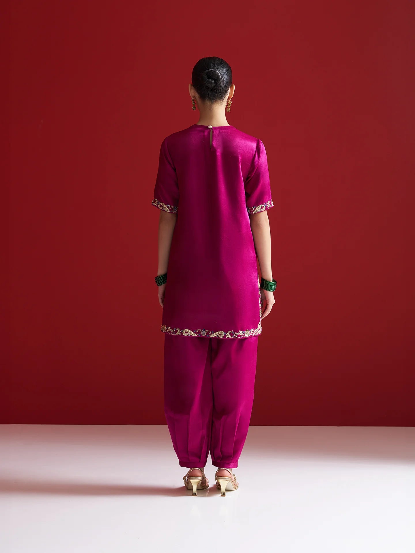 MULBERRY WOOD PURPLE EMBROIDERED KURTA WITH PANTS